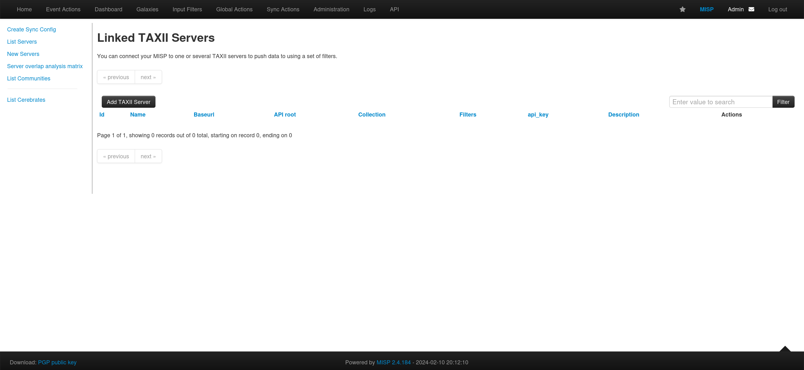MISP TAXII Servers
